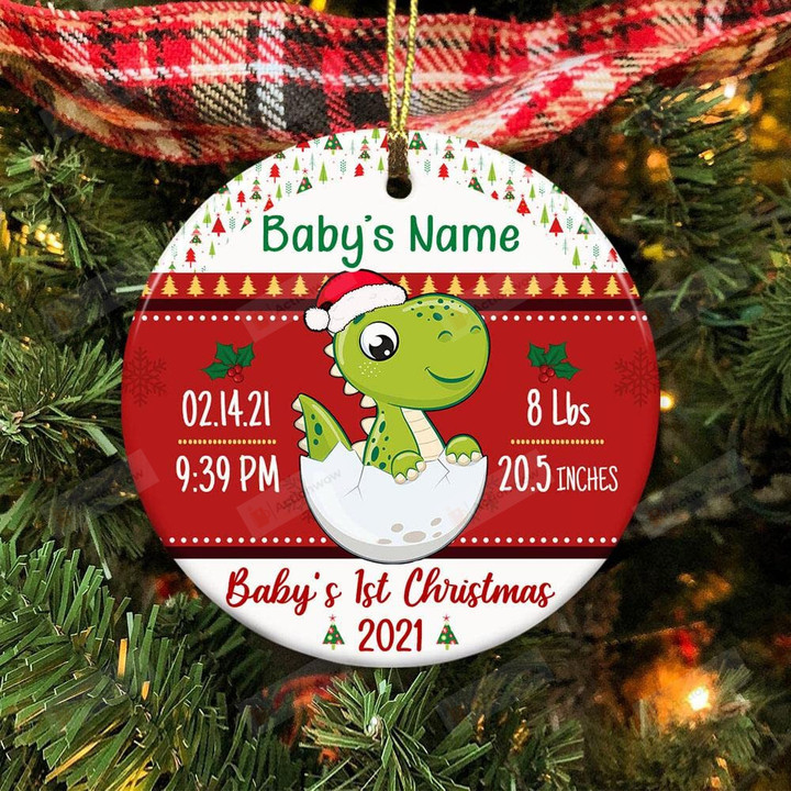 Personalized Baby First Christmas Lovely Ceramic Ornament Birth Stats Hanging Car Window Dress Up Thanksgiving Birthday Christmas Tree Ornament To New Parents Baby Annoucement Birthday