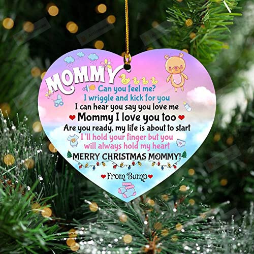 Personalized Mommy Merry Christmas Baby'S Sonogram Ornament - Mommy Can You Feel Me Ornament - Gifts For New First Mom, Mommy To Be Merry Christmas From The Bump