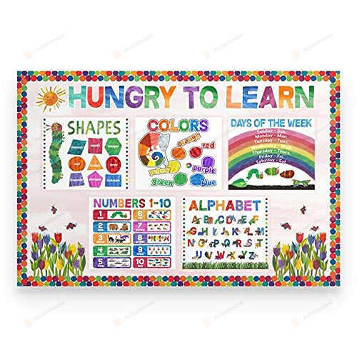 Caterpillar Classroom Poster Canvas, Poster Hungry To Learn Classroom Poster Canvas, Classroom Decor Poster Canvas