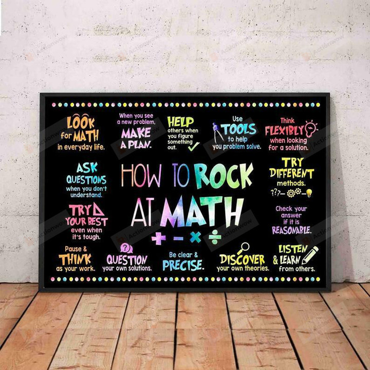 How To Rock At Math Math Poster, Math Lover Poster, Classroom Poster Canvas