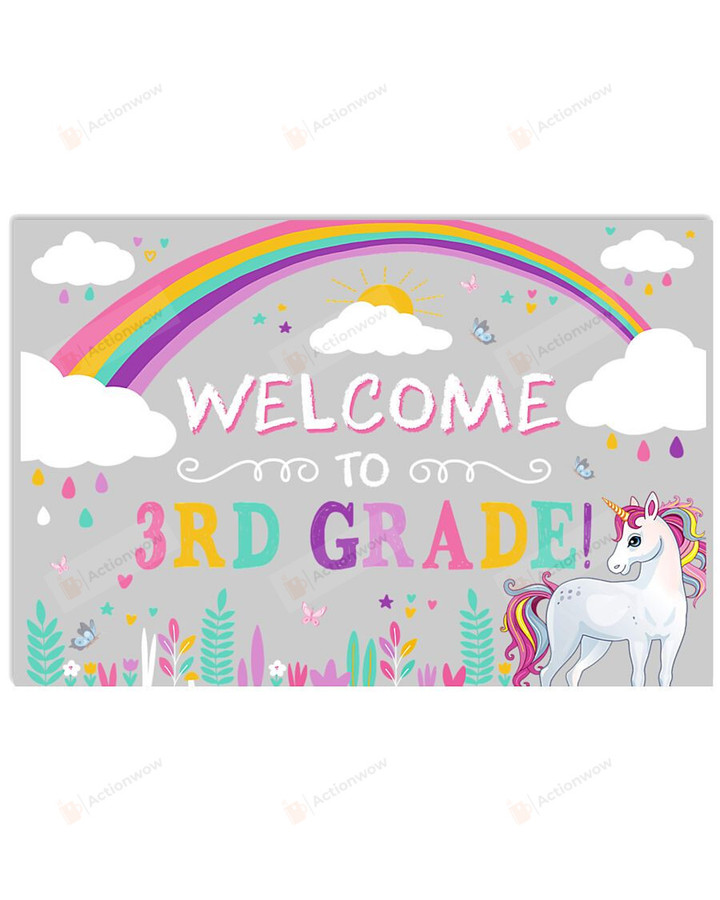 Unicorn Welcome To 3rd Grace Poster Canvas, Back To School Poster Canvas