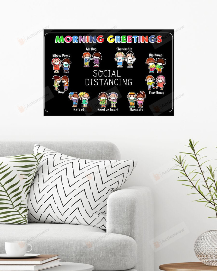 Morning Greeting In Social Distancing Horizontal Poster Home Decor Wall Art Print No Frame Or Canvas 0.75 Inch Frame Full-Size Best Gifts For Birthday, Christmas, Thanksgiving, Housewarming