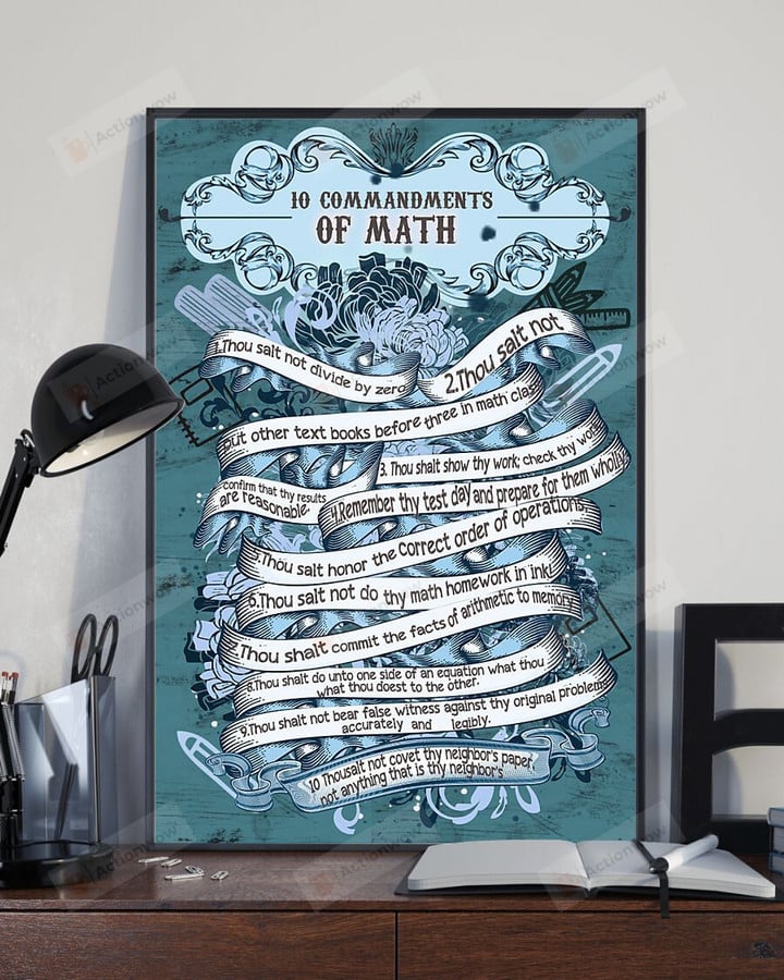 10 Commandments Of Math Poster Canvas, Math Lover Poster Canvas, Classroom Poster Canvas
