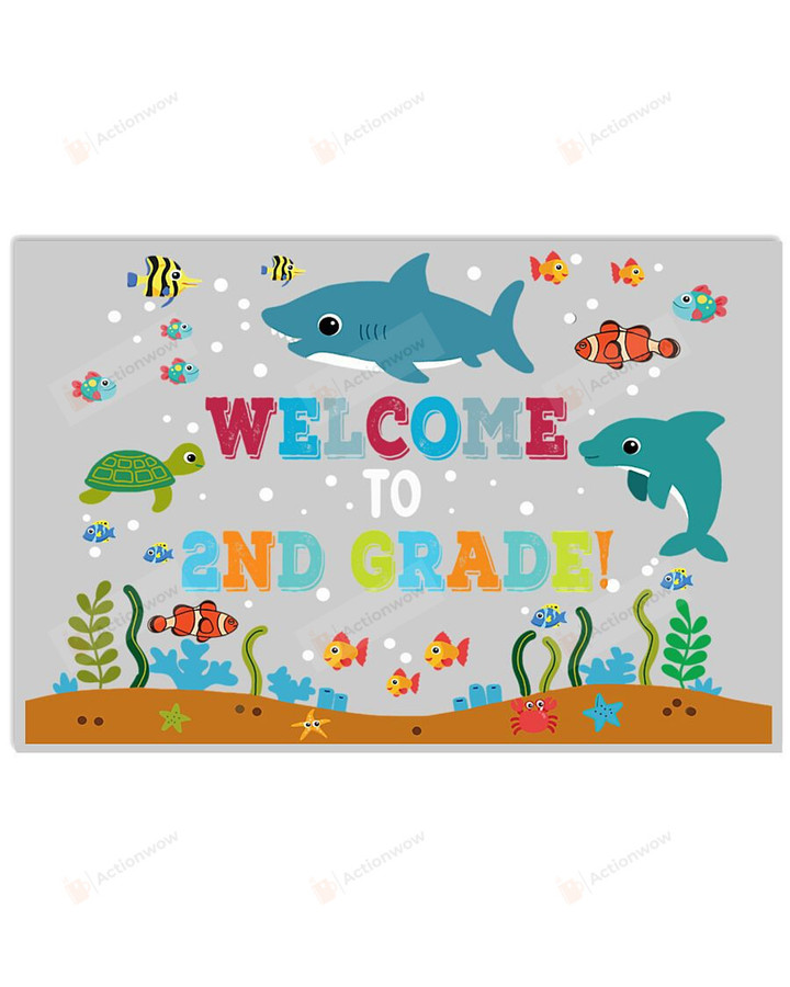Shark Welcome To And Grade Poster Canvas, Back To School Poster Canvas