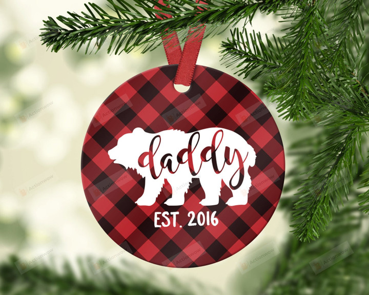 Personalized Daddy Bear Ornament, Gift For Father Ornament, Christmas Gift Ornament