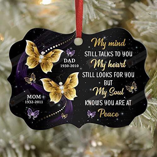 Personalized Memorial Ornament 2021 Butterfly My Mind Still Talks To You Ornament Memorial Gift Memorial Aluminum Ornament For Christmas Trees Decoration Memorial Ornaments Gifts For Loss Of Loved One