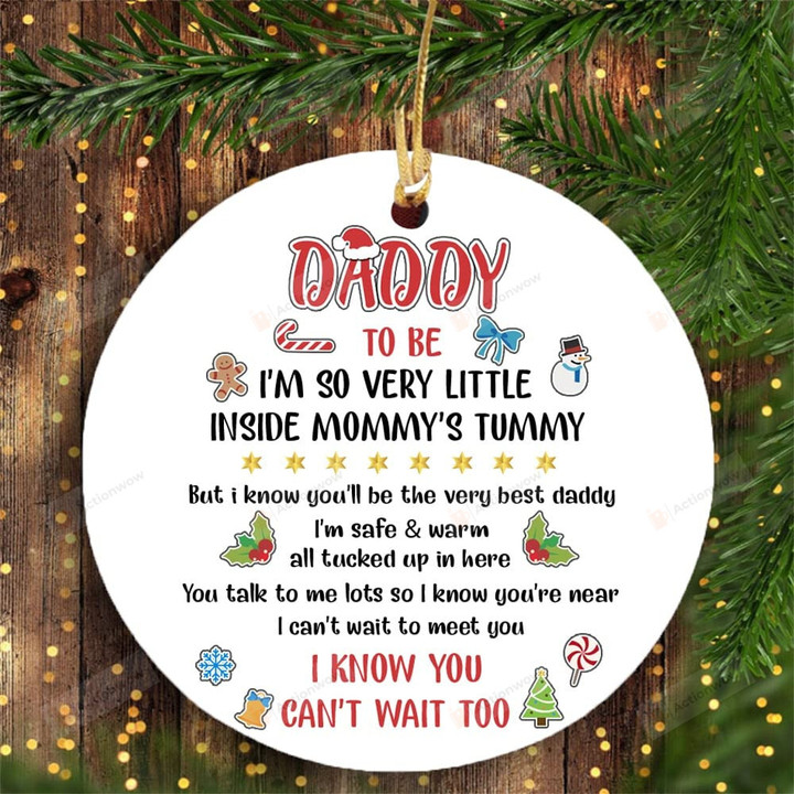 Customized Ultrasound Sonogram Ornament Merry Christmas Daddy Custom Photo Baby Love Gift for Husband from Wife Gift Daddy to Be First Dad 1st Cuddle Inside Mommy's Tummy