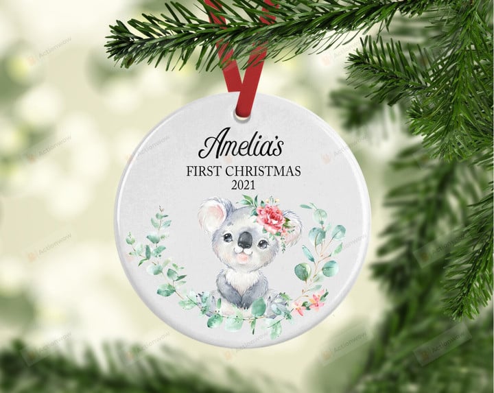 Personalized First Christmas With Lovely Koala Bear Ornament, Gift For Koala Bear Ornament, Christmas Gift Ornament