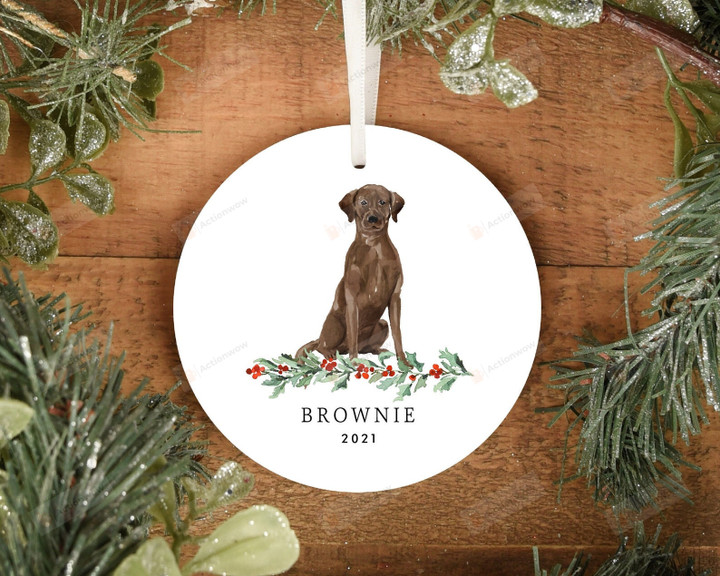 Personalized Brown Labrador Retriever Ornament, Dog Lover Ornament, Christmas Gift Ornament