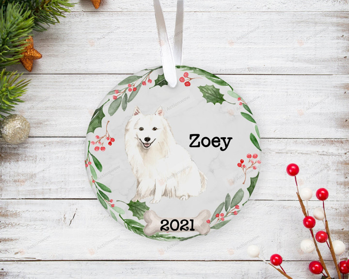 Personalized Japanese Spitz Dog Ornament, Gifts For Dog Owners Ornament, Christmas Gift Ornament