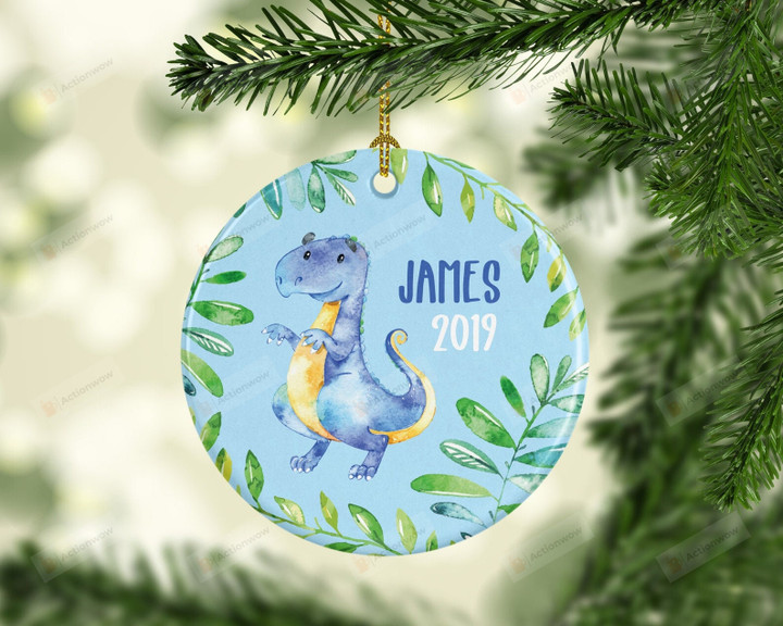 Personalized Dinosaur Ornament, Gifts For Dino Lovers Ornament, Christmas Gift Ornament