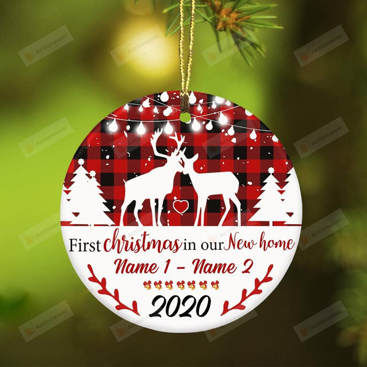 Personalized First Christmas In Our New Home Ornament, Deer Hunting Couple Ornament - Merry 1st Xmas Gifts For Couple, Christmas Tree Decoration