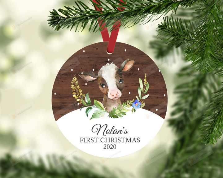 Personalized Farm Christmas With Cow Ornament, Gift For Mother Ornament, Christmas Gift Ornament