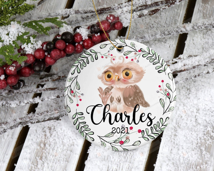 Personalized Owl Baby Ornament, Owl Lover Gift Ornament, Keepsake Gift For Baby Ornament