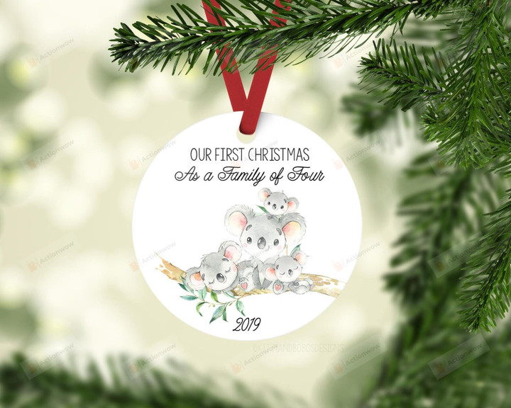 Personalized Our First Christmas As A Family Of Four Ornament, Gift For Koala Lovers Ornament, Christmas Gift Ornament
