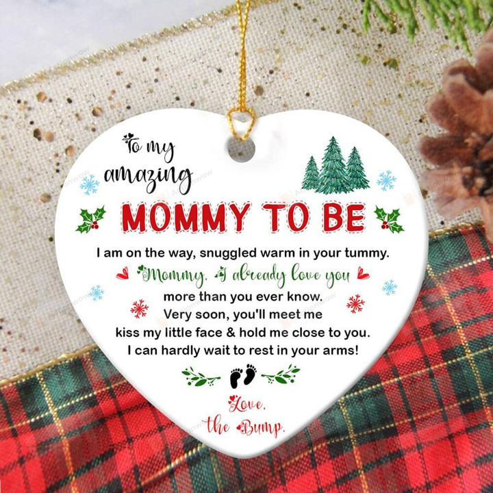 Pregnancy Ornament, Mommy To Be Ornament Keepsake Dear Mommy From The Bump Baby Ornament Christmas Ornament Expecting Mommy Gift Xmas Gifts For Mom To Be For New Mom