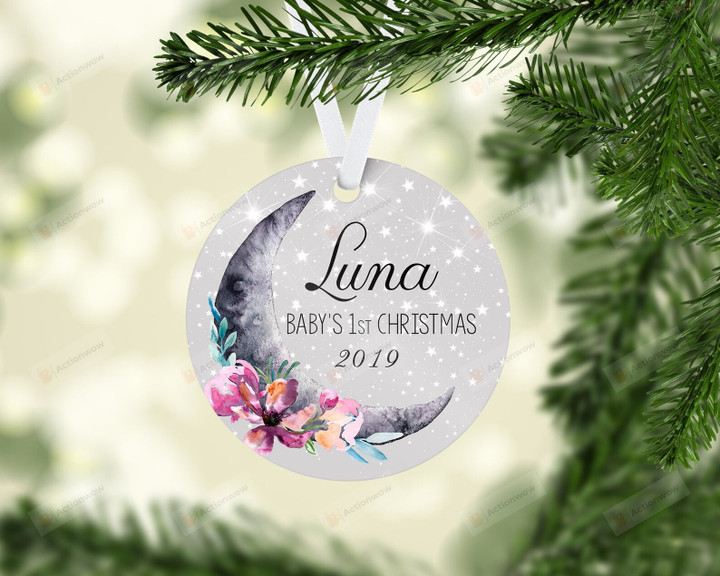 Personalized Baby 1st Christmas Ornament, Luna Moon Ornament, Christmas Gift Ornament