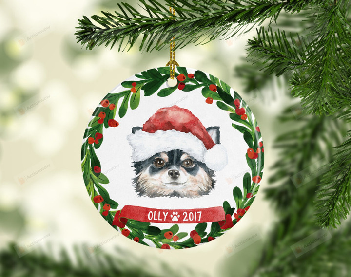 Personalized Chihuahua Ornament, Dog Lover Ornament, Christmas Gift Ornament