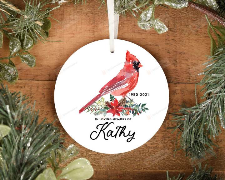 Personalized Cardinal Memorial Ornament Gift, Gift For Cardinal Bird Lovers Ornament, Christmas Gift Ornament