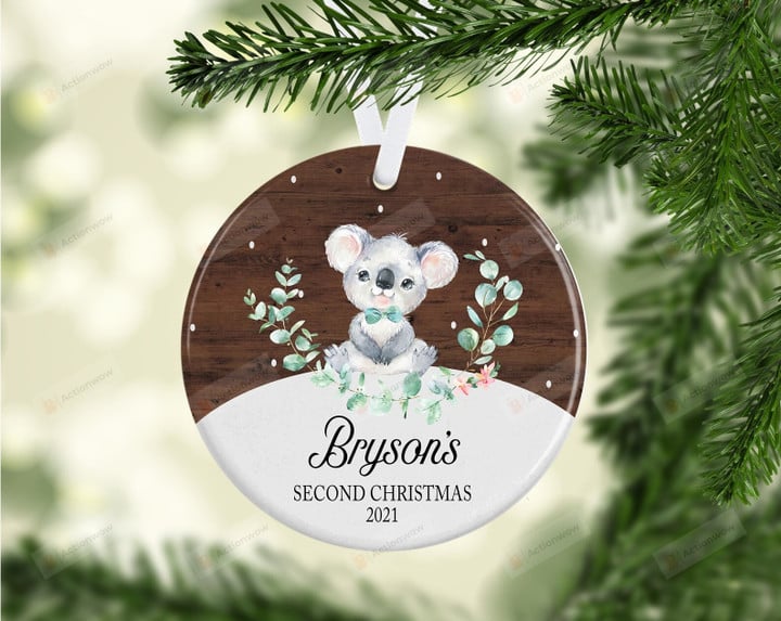 Personalized Koala Baby's Second Christmas Ornament, Koala Lover Gift Ornament, Christmas Keepsake Gift Ornament