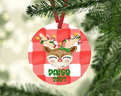 Personalized Reindeer Christmas Ornaments For Kids Custom Name Kids Christmas Ornament Cute Reindeer Ornament With Multiple Pattern Eve Box Filler Ideas Lovely Gifts For Boy & Girl