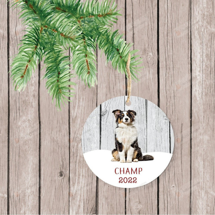 Australian Shepherd Dog On Snow Ornament, Gifts For Dog Owners Ornament, Snow Lover Gift Ornament