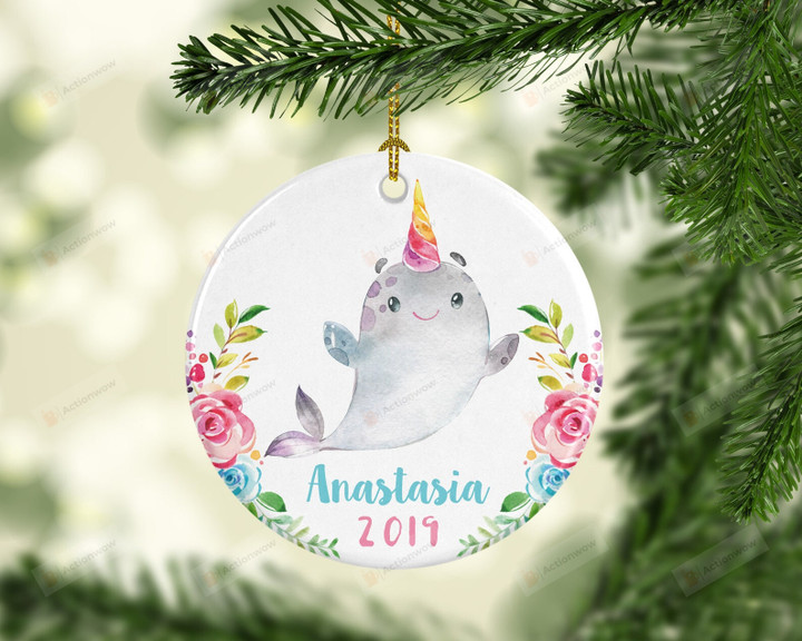 Personalized Narwhal Ornament, Gifts For Narwhal Lovers Ornament, Christmas Gift Ornament