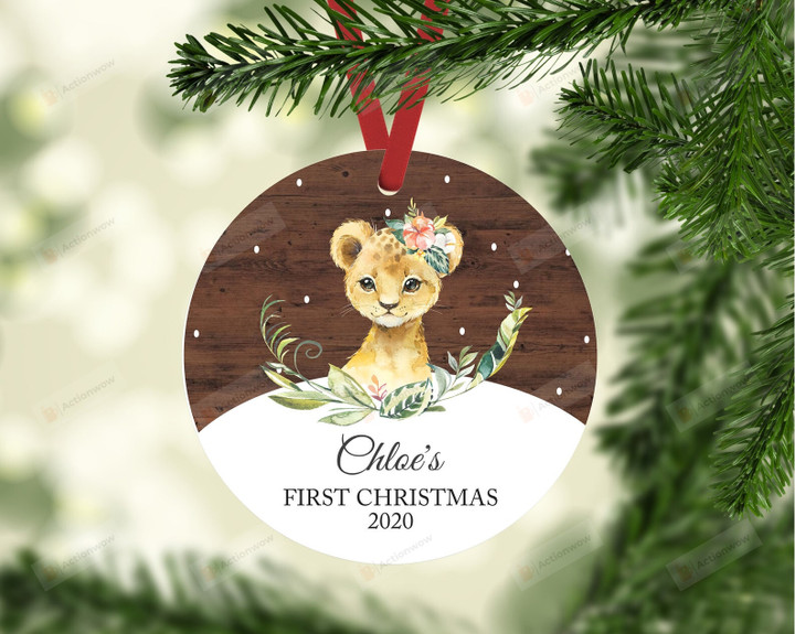 Personalized Lion First Christmas Ornament, Gift For Lion Lovers Ornament, Christmas Gift Ornament