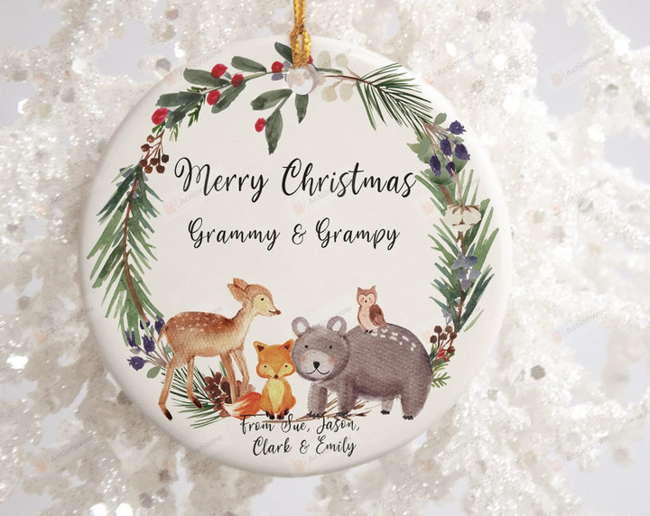 Personalized Merry Christmas Grammy Grampy Gramma And Grampa Christmas Ornament To My Family House Hanging Hall Ornament From Friend Neighbor On Anniversary Christmas Occasions