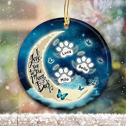 Personalized Dog Memorial Ornaments I Love You To The Moon And Back Memorial Ornament Crafts Hanging Window Dress Up Pet Memorial Sympathy Gift For Pets For Loss Of Dogs
