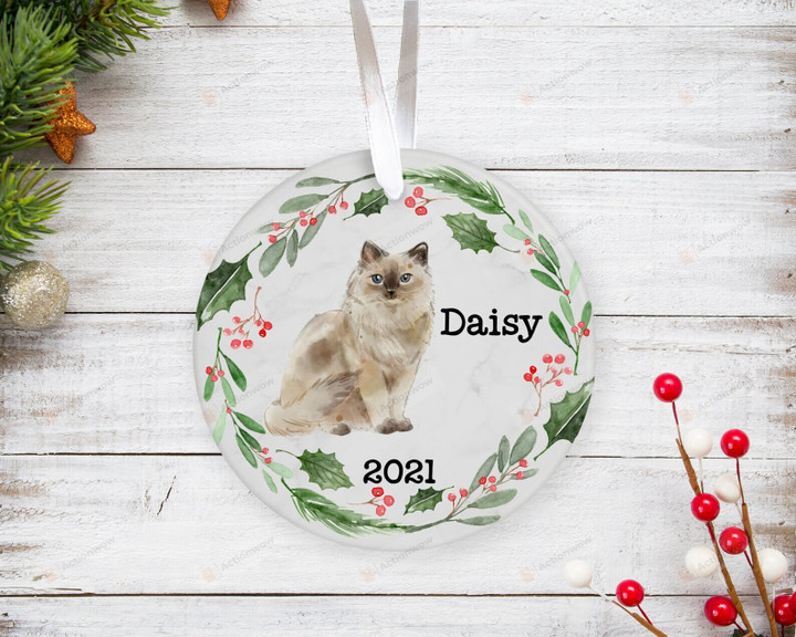 Personalized Ragdoll Ornament, Cat Lover Ornament, Christmas Gift Ornament