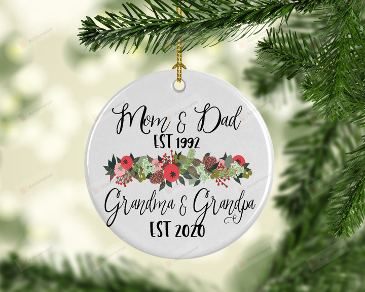 Personalized Mom And Dad Promoted To New Grandparents Ornament, Gift For Parent Ornament, Christmas Gift Ornament