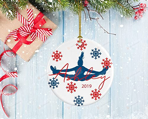Personalized Cheerleader Ornament, Porcelain Ornament, Cheerleader Design Ornament Snow Gifts For Christmas Thanksgiving Ornament Hanging Christmas Tree Decoration