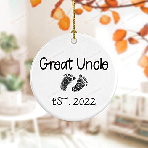 Personalized Great Uncle Ornament, Baby Announcement Ornament - Merry Xmas Gifts For First Time Uncle To Be From Baby Bump, Christmas Tree Decoration