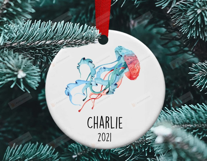 Personalized Jellyfish Christmas Ornament Jellyfish Ceramic Ornament Jellyfish Christmas Tree Decoration Gifts For Jellyfish Lover Hanging Decor Xmas Gifts