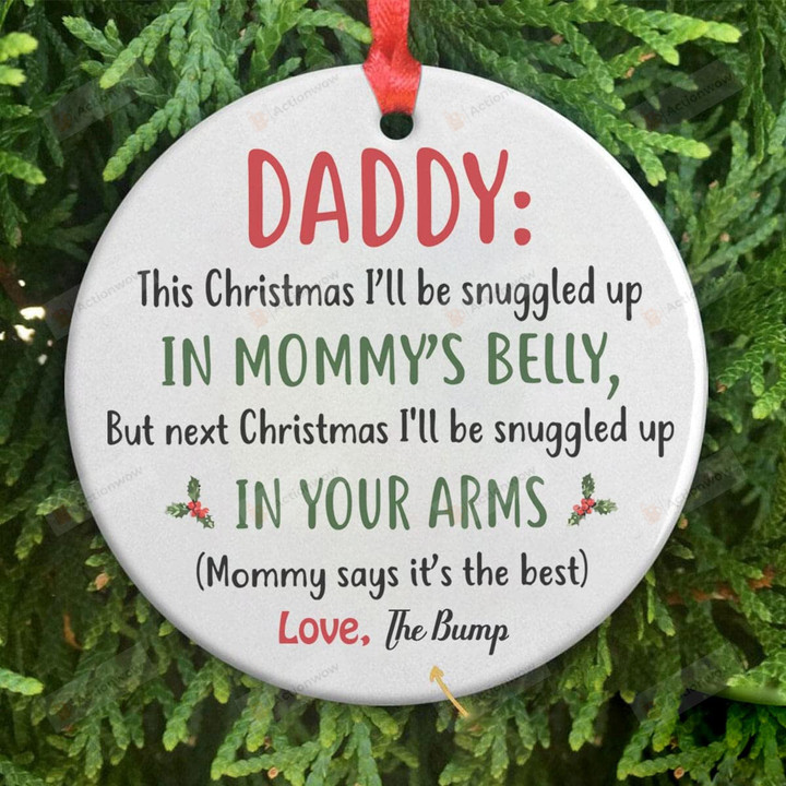 Personalized Snuggled In Your Arm Daddy Christmas Ornament Gift For Dad Christmas Ornament Hanging Car Window Dress Up Thanksgiving Birthday Christmas Tree Ornament