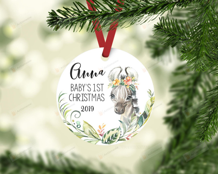 Personalized Baby 1st Christmas Ornament, Gifts For Zebra Lovers Ornament, Christmas Gift Ornament