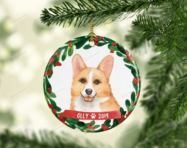 Personalized Corgi Ornament, Dog Lover Ornament, Christmas Gift Ornament