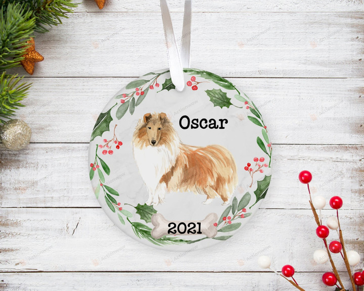 Personalized Rough Collie Dog Ornament, Gifts For Dog Owners Ornament, Christmas Gift Ornament