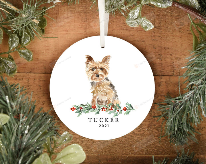 Personalized Yorkshire Terrier Dog Ornament, Gifts For Dog Owners Ornament, Christmas Gift Ornament