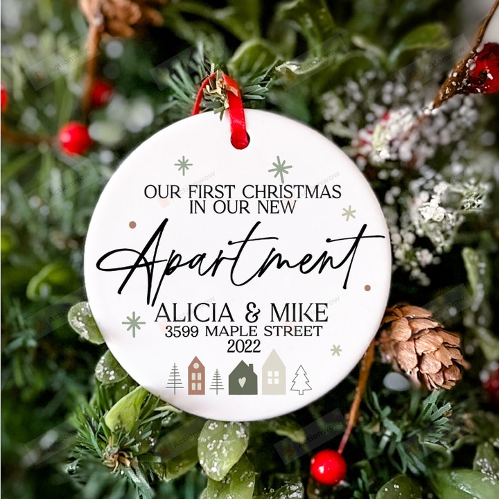 Personalized Our First Christmas In Our New Apartment Ornament, Gift For Home Welcome Ornament, Christmas Gift Ornament