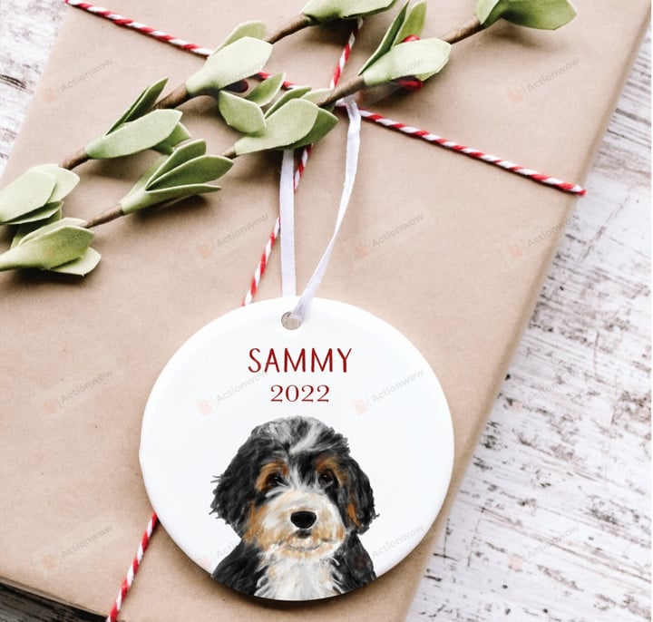 Personalized Bernedoodle Dog Ornament, Gifts For Dog Owners Ornament