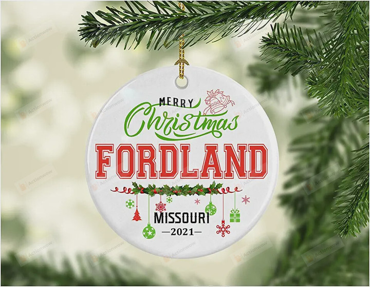 Personalized Merry Christmas Fordland Missouri Ornament, Hometown State Gifts Ornament, Christmas Gift Ornament