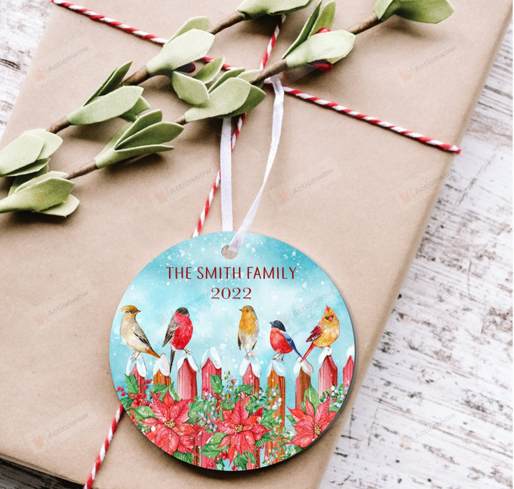 Personalized Cardinal Birds Ornament, Gift For Family Ornament, Christmas Gift Ornament
