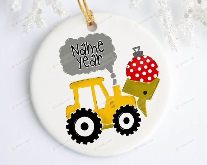 Personalized Front Loader Holiday Ornament Christmas Heavy Machinery Bulldozer Christmas Tree Decoration Xmas Ornament Hanging Decor Ceramic Ornament