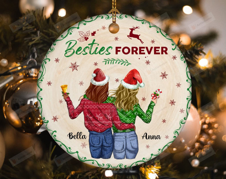 Personalized Besties Forever Ornament Soul Sisters Friends Christmas Ornament Funny Gifts for Worker Fox Sake Gifts for Sister Forever Friendship Fore