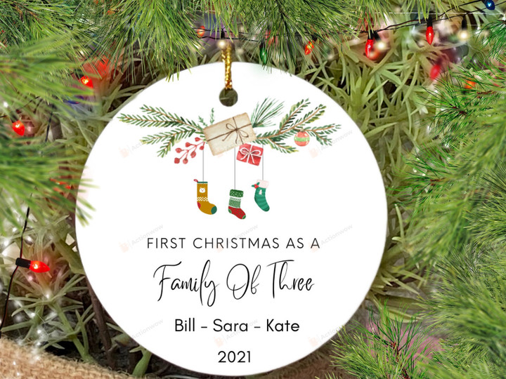 Family Of Three Personalized Ornament, Gifts For Family Ornament, Christmas Gift Ornament