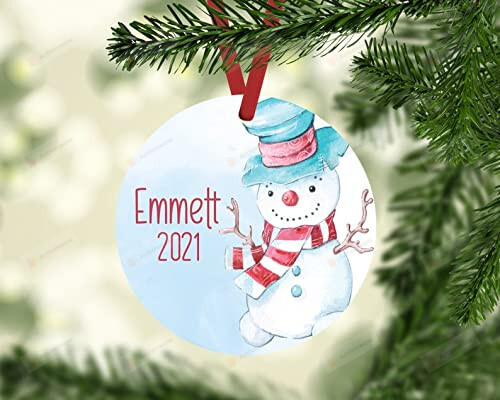 Personalized Christmas Ornaments For Kids Custom Name Kids Christmas Ornament Cute Snowman Ornament With Multiple Pattern Lovely Gifts For Boy & Girl