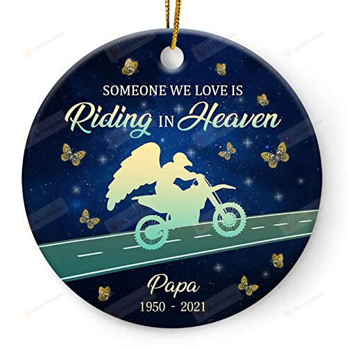 Personalized Custom Memorial Ornament For Motorcycle Lovers Someone We Love Is Riding In Heaven Remembrance Keepsake Decorative Hanging Ornament Condolence Gifts For Loss Of Loved One
