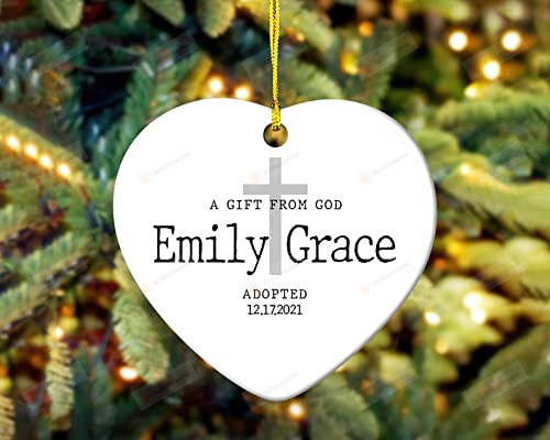 Personalized Adoption Ornament, Family First Christmas Ornament, Custom Adoption Ornament